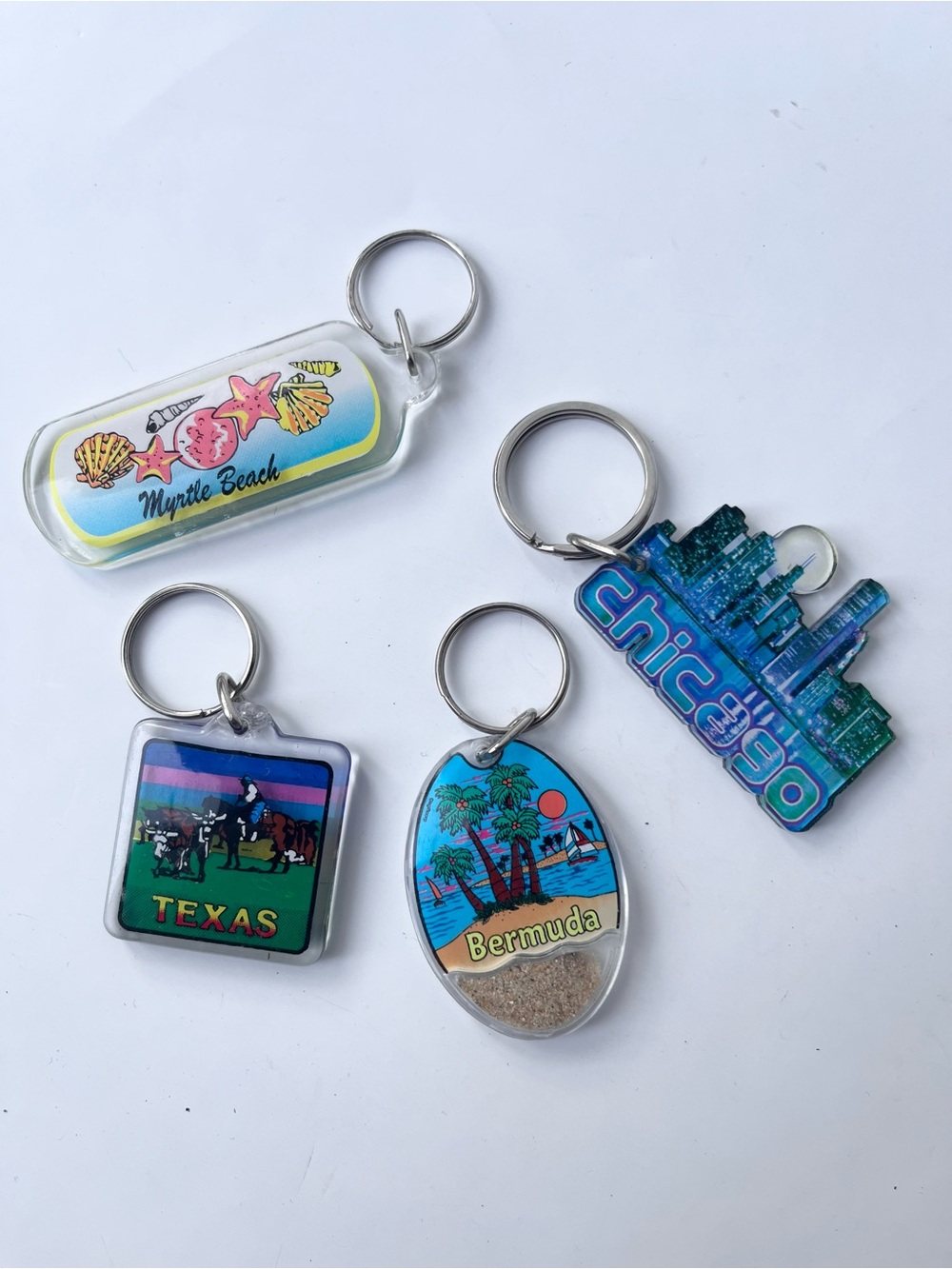Vintage Keychain Collection America Travel Chicago Texas Myrtle Beach
